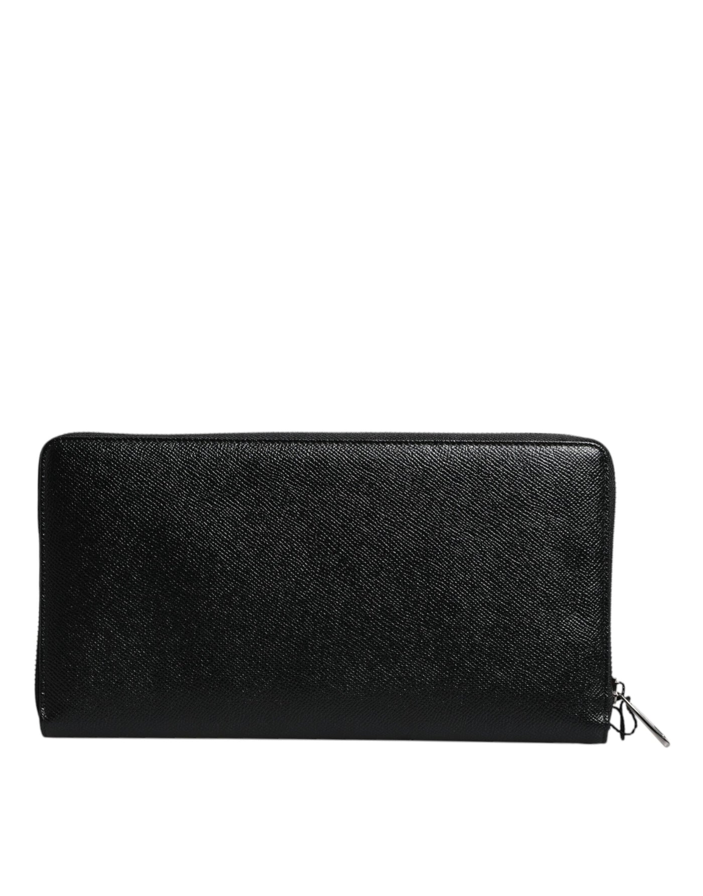 Dolce & Gabbana Schwarzes Kalbsleder Logo Zip Around Continental Brieftasche
