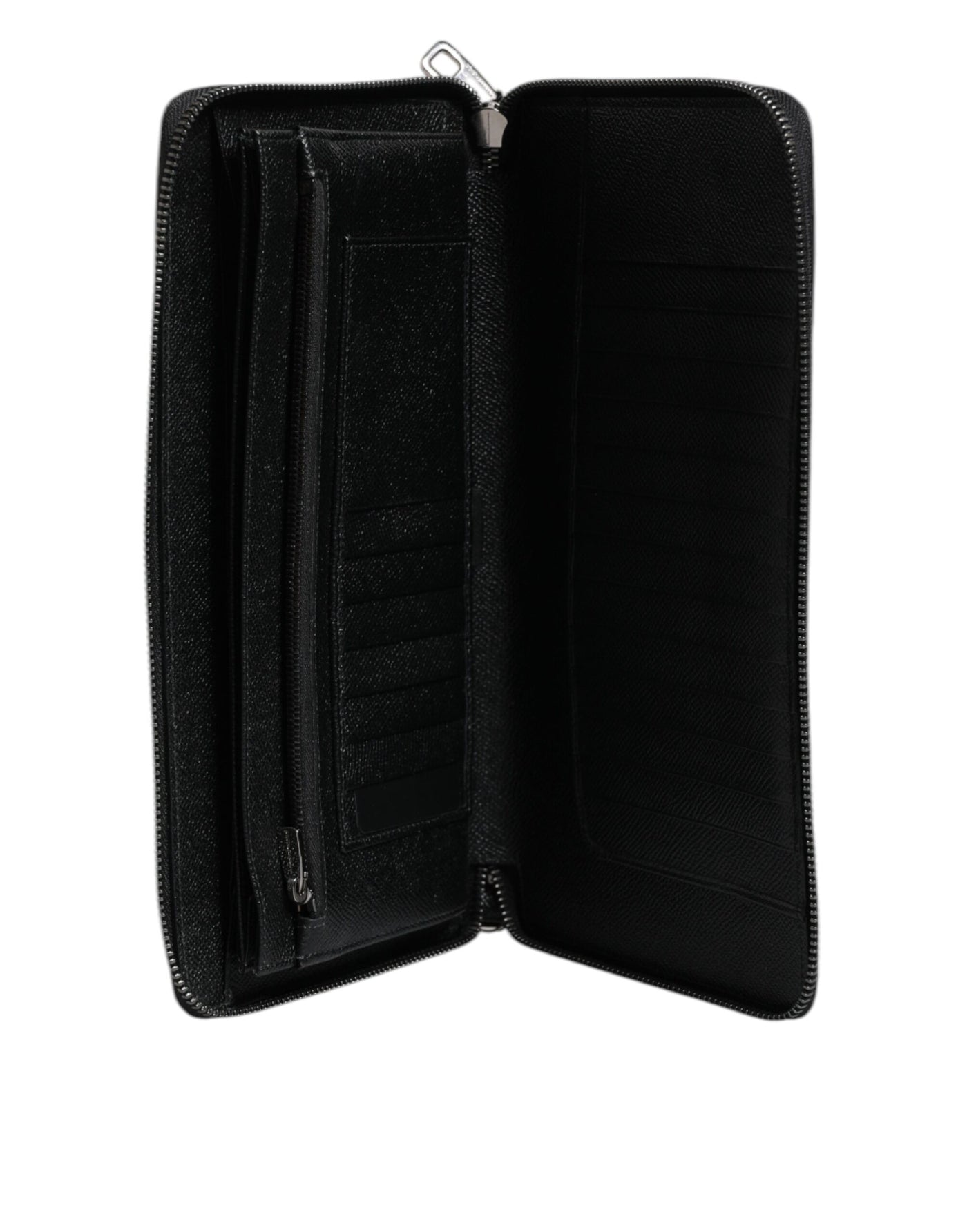 Dolce & Gabbana Schwarzes Kalbsleder Logo Zip Around Continental Brieftasche