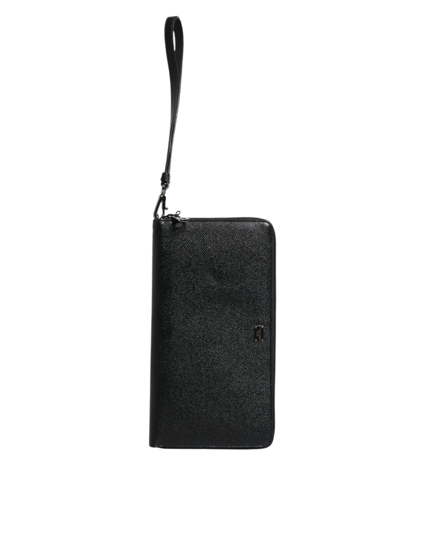 Dolce & Gabbana Schwarzes Kalbsleder Logo Zip Around Continental Brieftasche