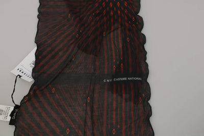 Costume National Schwarz Rot Viskose Foulard Markenschal