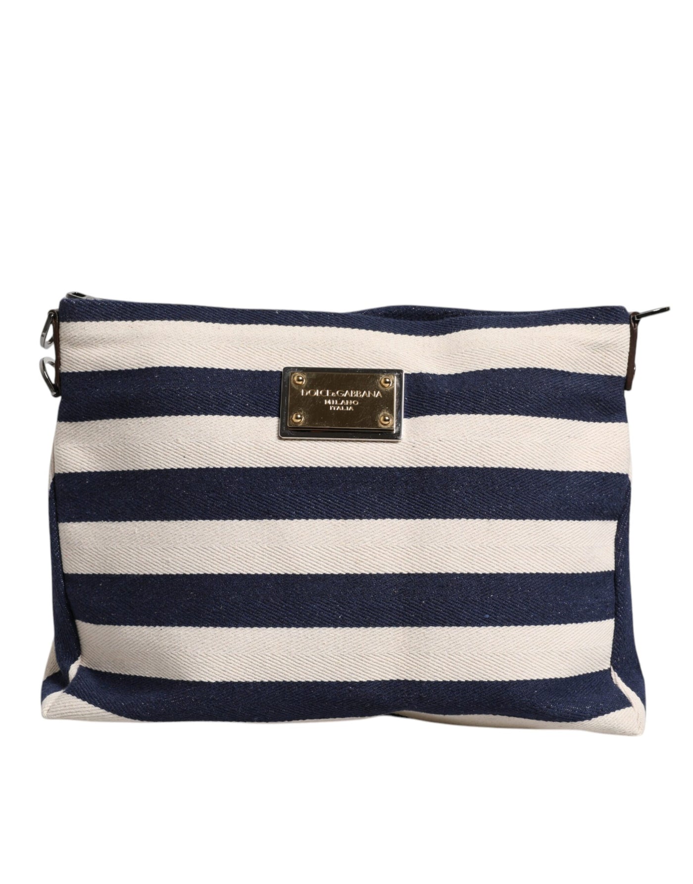 Dolce & Gabbana Blau-Weiß-Streifen Logo-Plakette Tote Bag
