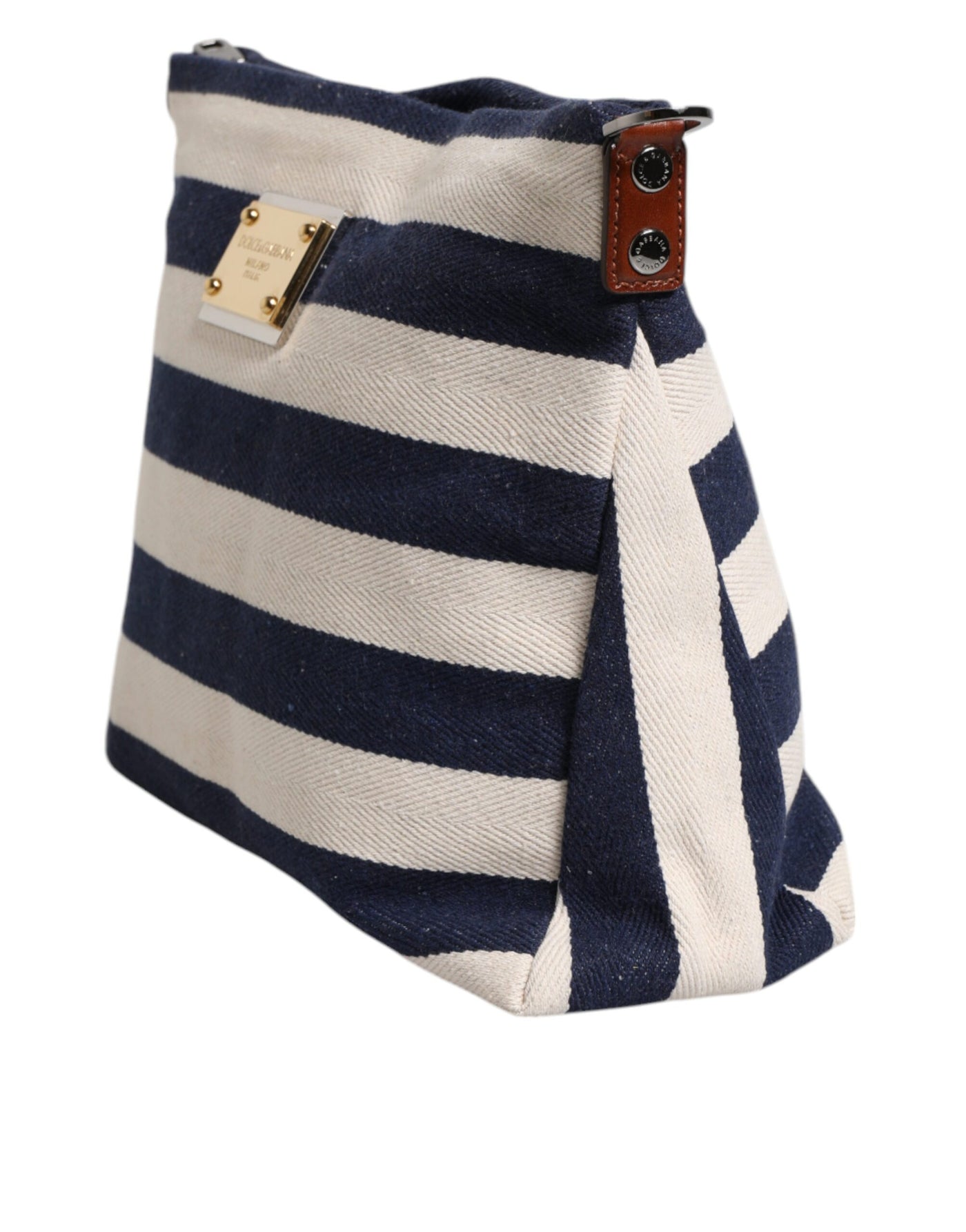 Dolce & Gabbana Blau-Weiß-Streifen Logo-Plakette Tote Bag