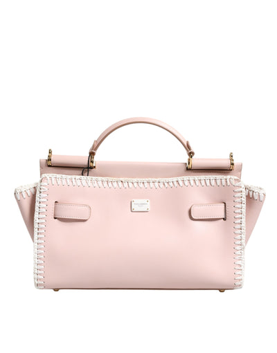 Dolce & Gabbana Hellrosa Logo-Plakette Crossbody Bag aus weichem Leder mit Riemen
