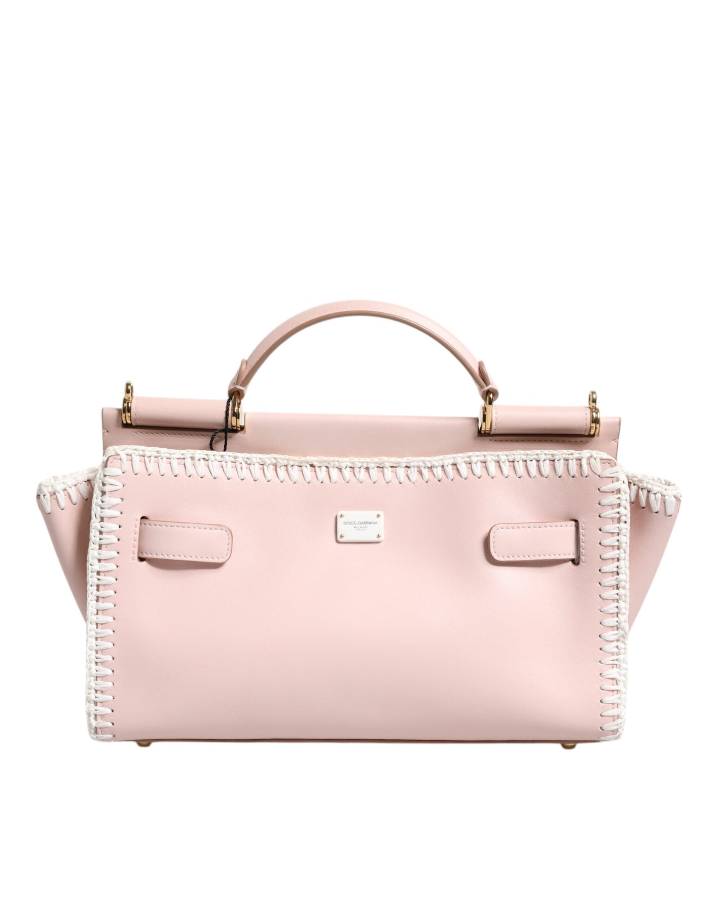 Dolce & Gabbana Hellrosa Logo-Plakette Crossbody Bag aus weichem Leder mit Riemen
