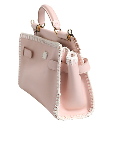 Dolce & Gabbana Hellrosa Logo-Plakette Crossbody Bag aus weichem Leder mit Riemen