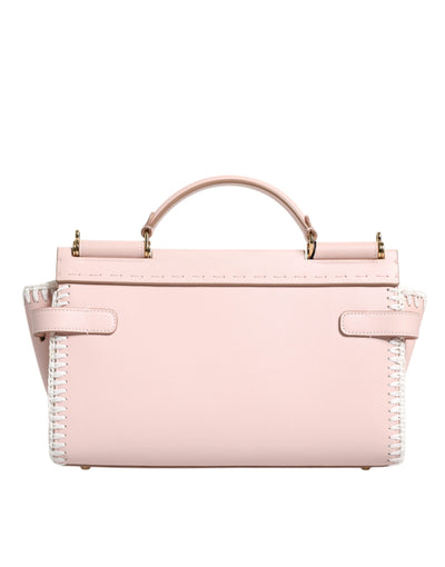 Dolce & Gabbana Hellrosa Logo-Plakette Crossbody Bag aus weichem Leder mit Riemen