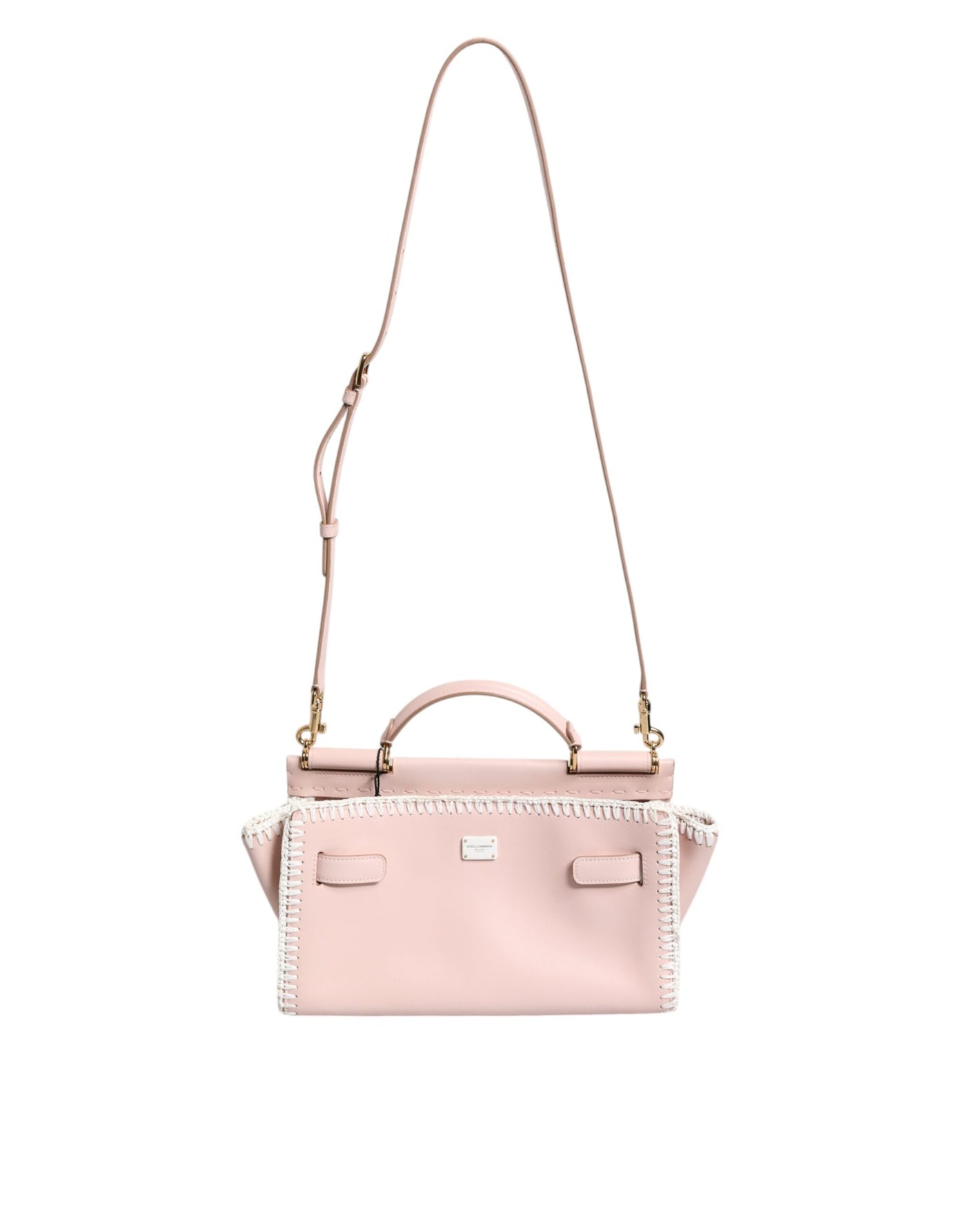 Dolce & Gabbana Hellrosa Logo-Plakette Crossbody Bag aus weichem Leder mit Riemen