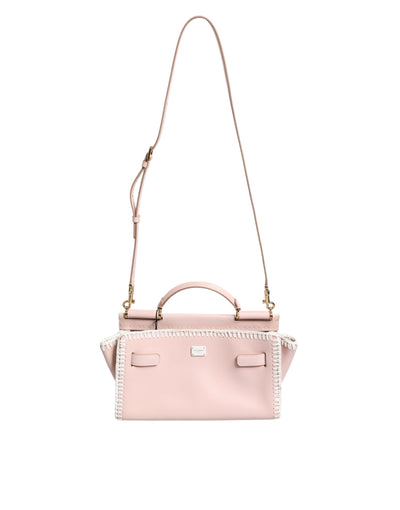 Dolce & Gabbana Hellrosa Logo-Plakette Crossbody Bag aus weichem Leder mit Riemen