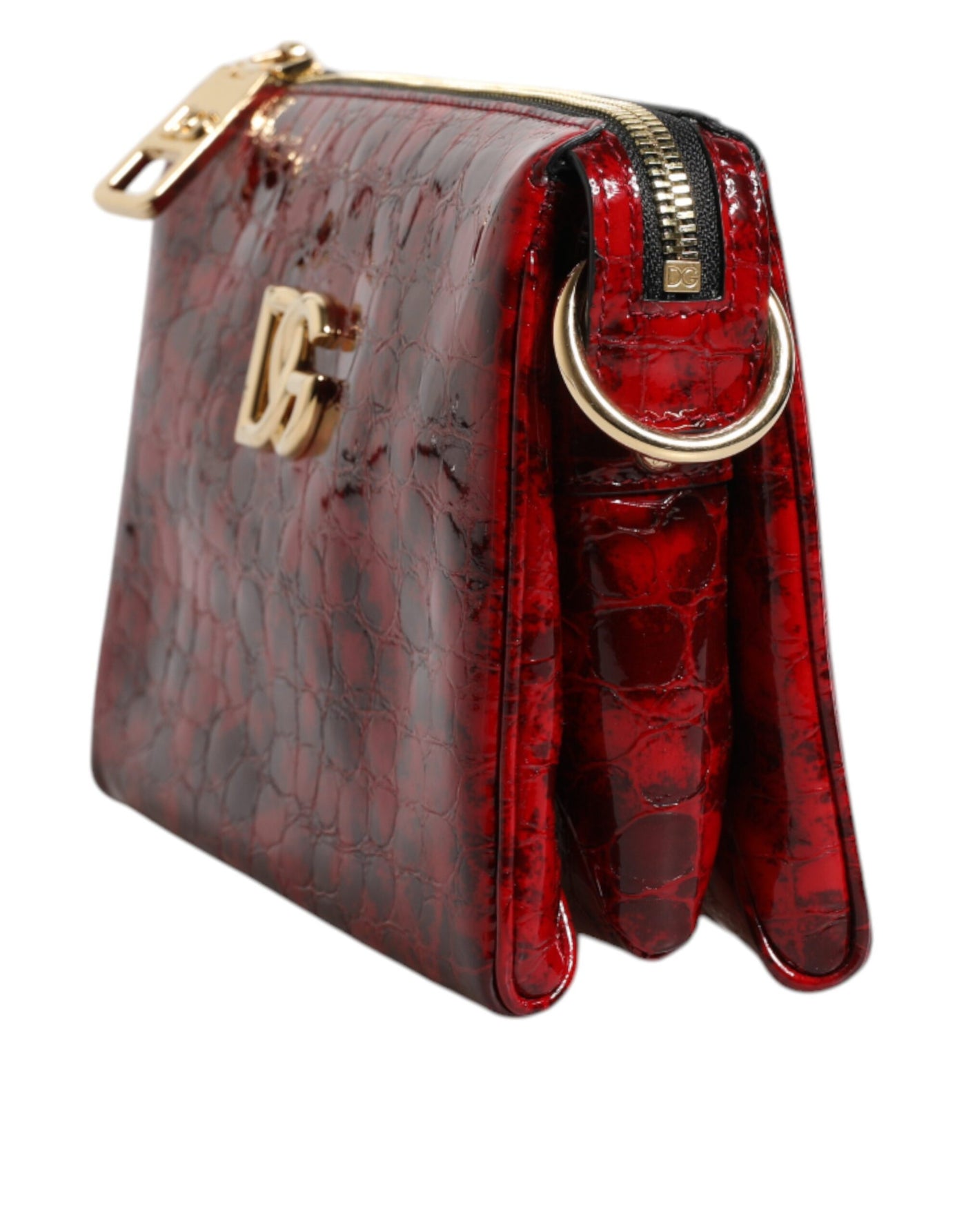 Dolce & Gabbana Rote Exotenleder DG Logo Damen Crossbody Tasche