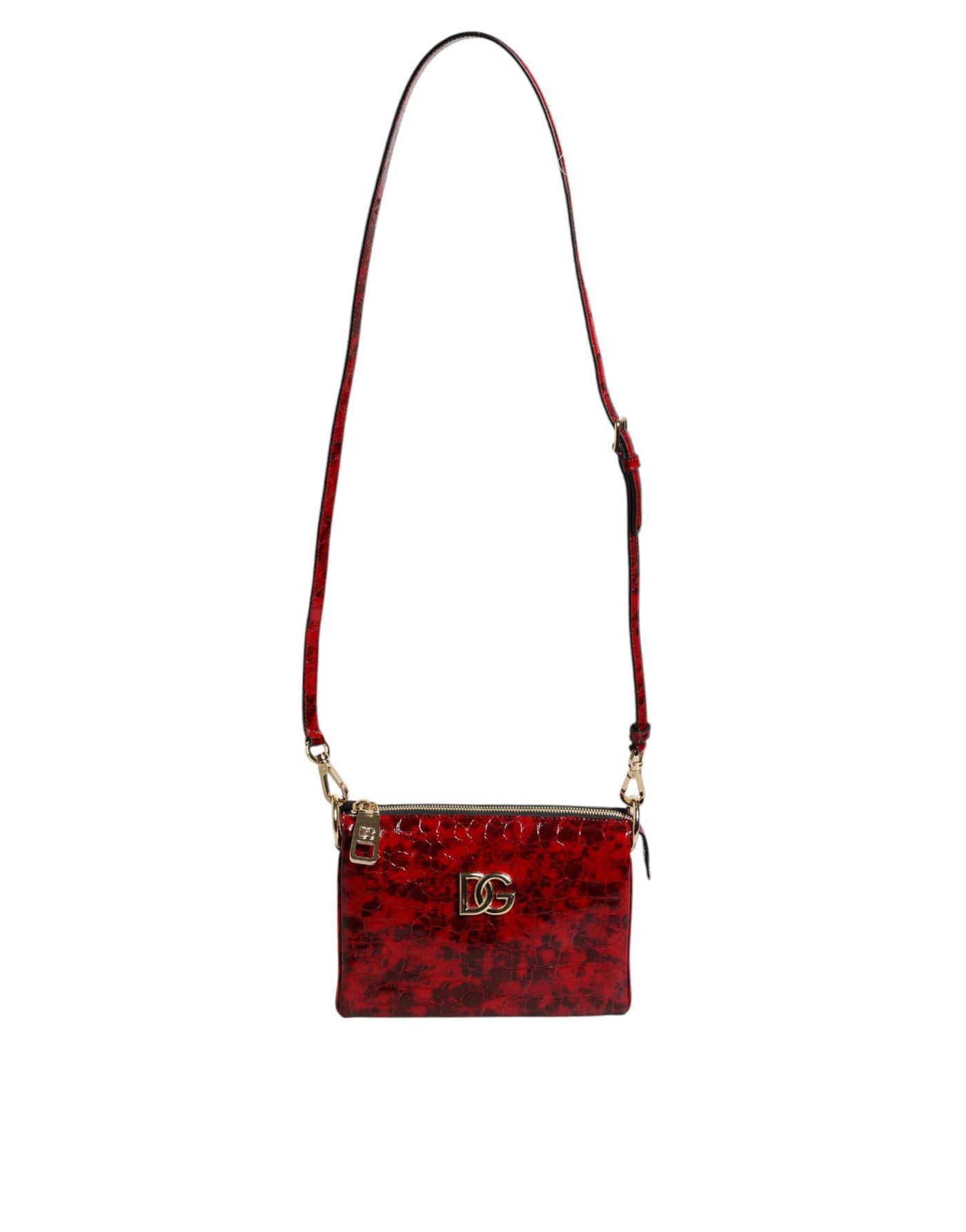 Dolce & Gabbana Rote Exotenleder DG Logo Damen Crossbody Tasche