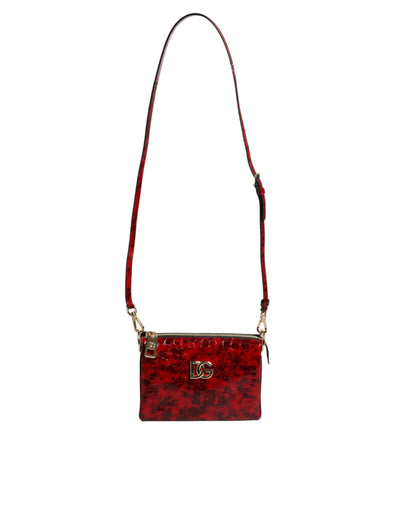 Dolce & Gabbana Rote Exotenleder DG Logo Damen Crossbody Tasche
