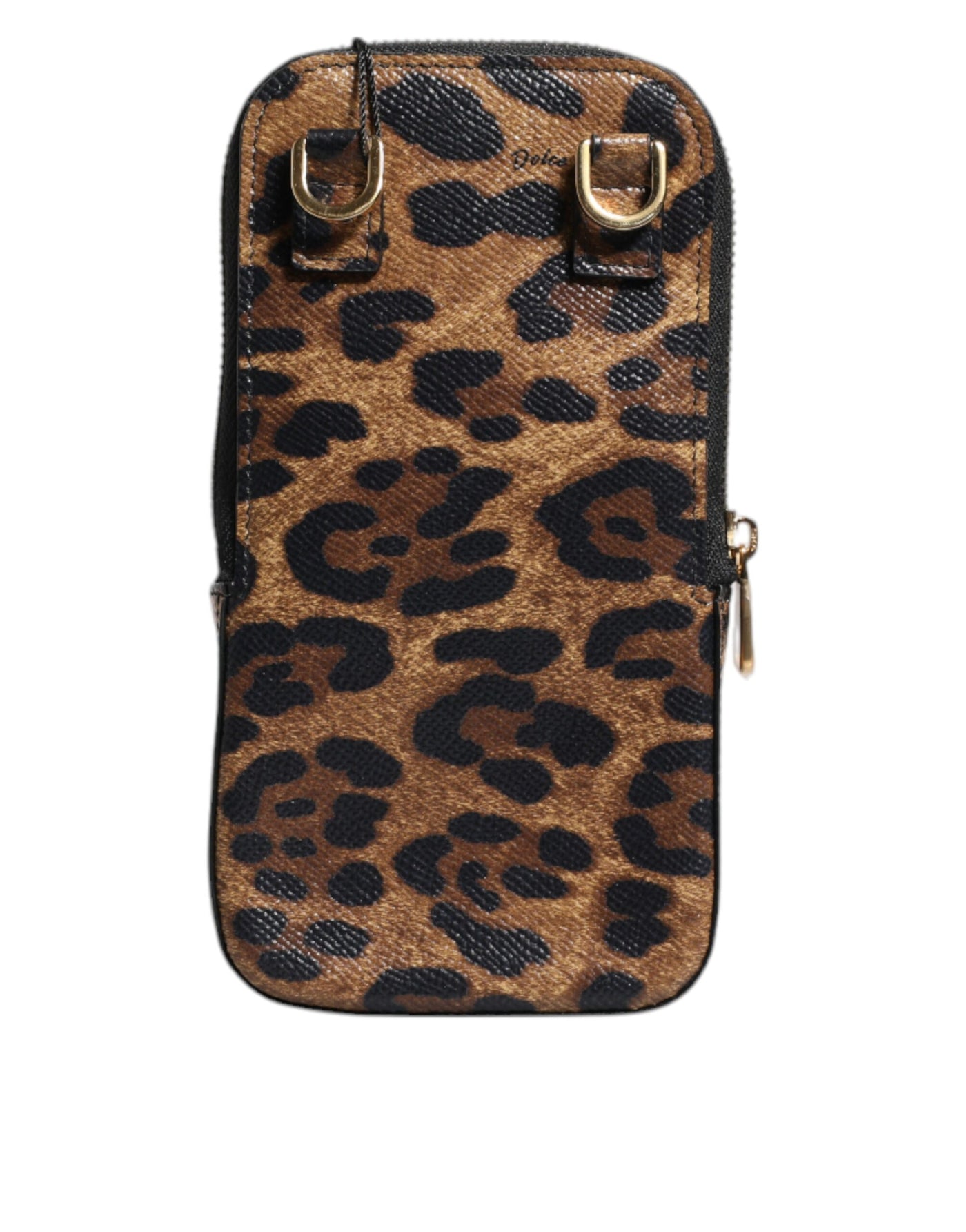 Dolce & Gabbana Braunes Leopardenmuster Dauphine Leder Brieftasche mit Reißverschluss
