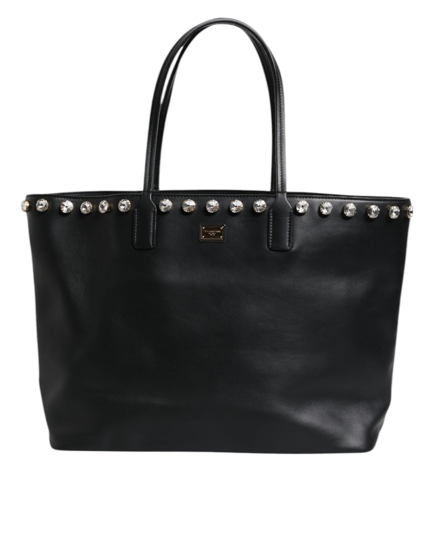 Dolce & Gabbana Schwarze Kristall-Leder Einkaufstasche für Frauen