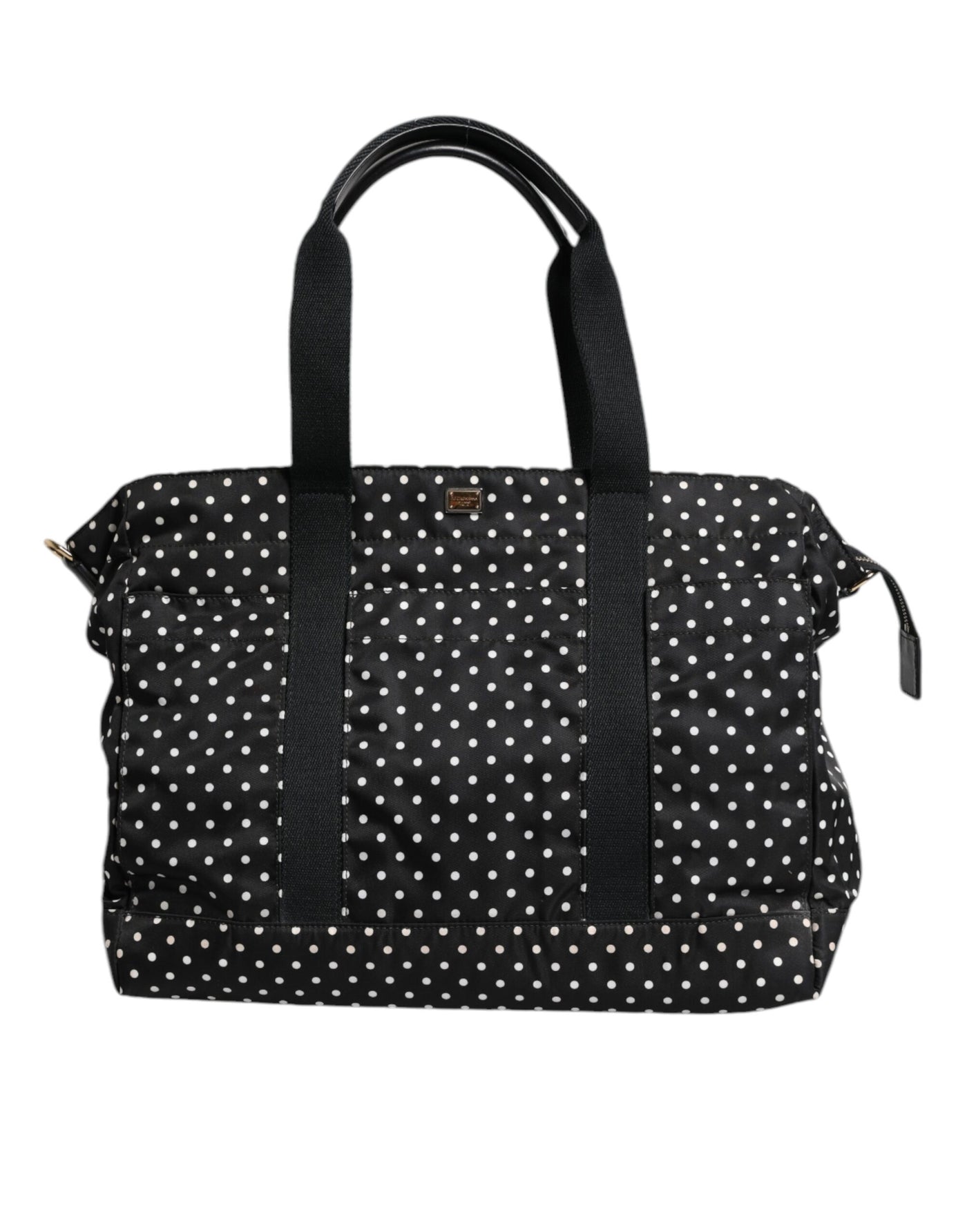Dolce & Gabbana Schwarze PolkaDot Nylon Schulter Baby Tote Wickeltasche