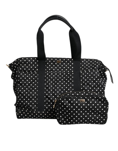 Dolce & Gabbana Schwarze PolkaDot Nylon Schulter Baby Tote Wickeltasche