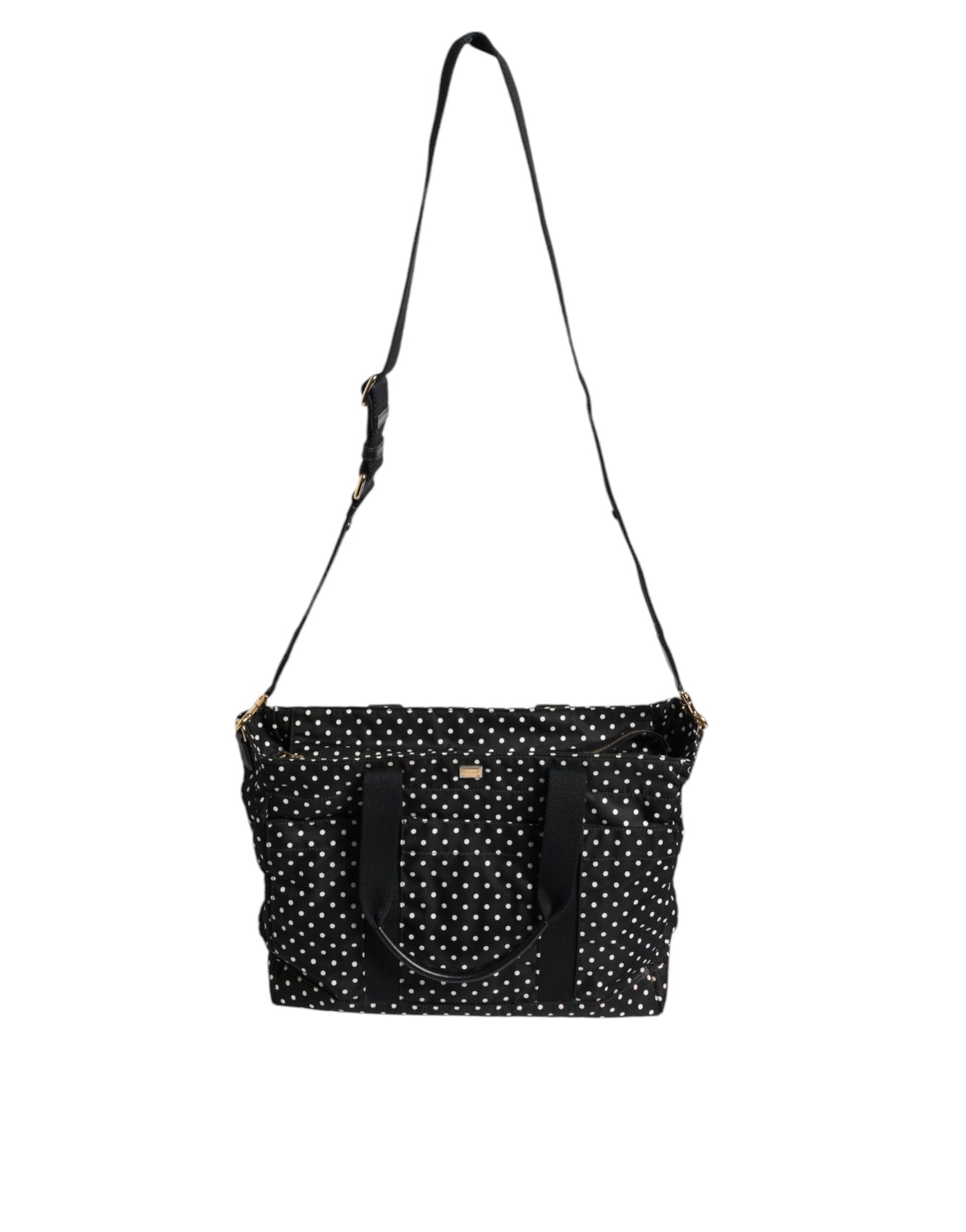 Dolce & Gabbana Schwarze PolkaDot Nylon Schulter Baby Tote Wickeltasche