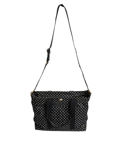 Dolce & Gabbana Schwarze PolkaDot Nylon Schulter Baby Tote Wickeltasche