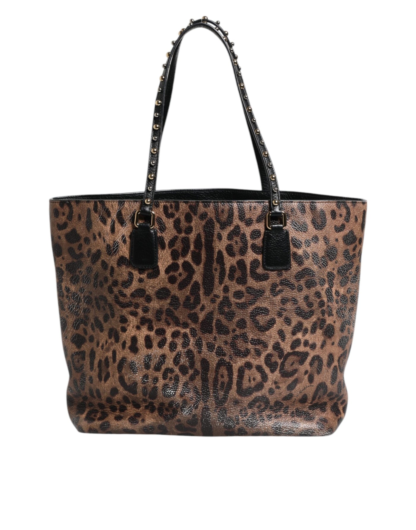 Dolce & Gabbana Braunes schwarzes Kalbsleder mit Leopardenmuster Umhängetasche