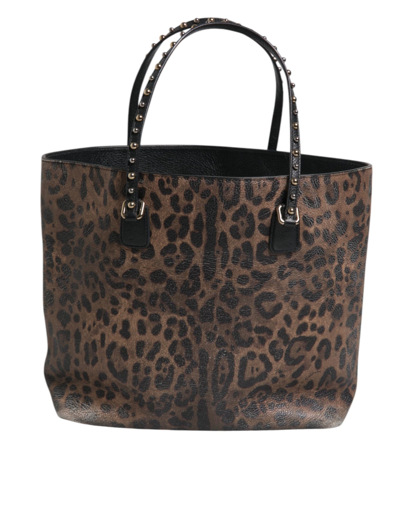 Dolce & Gabbana Braunes schwarzes Kalbsleder mit Leopardenmuster Umhängetasche