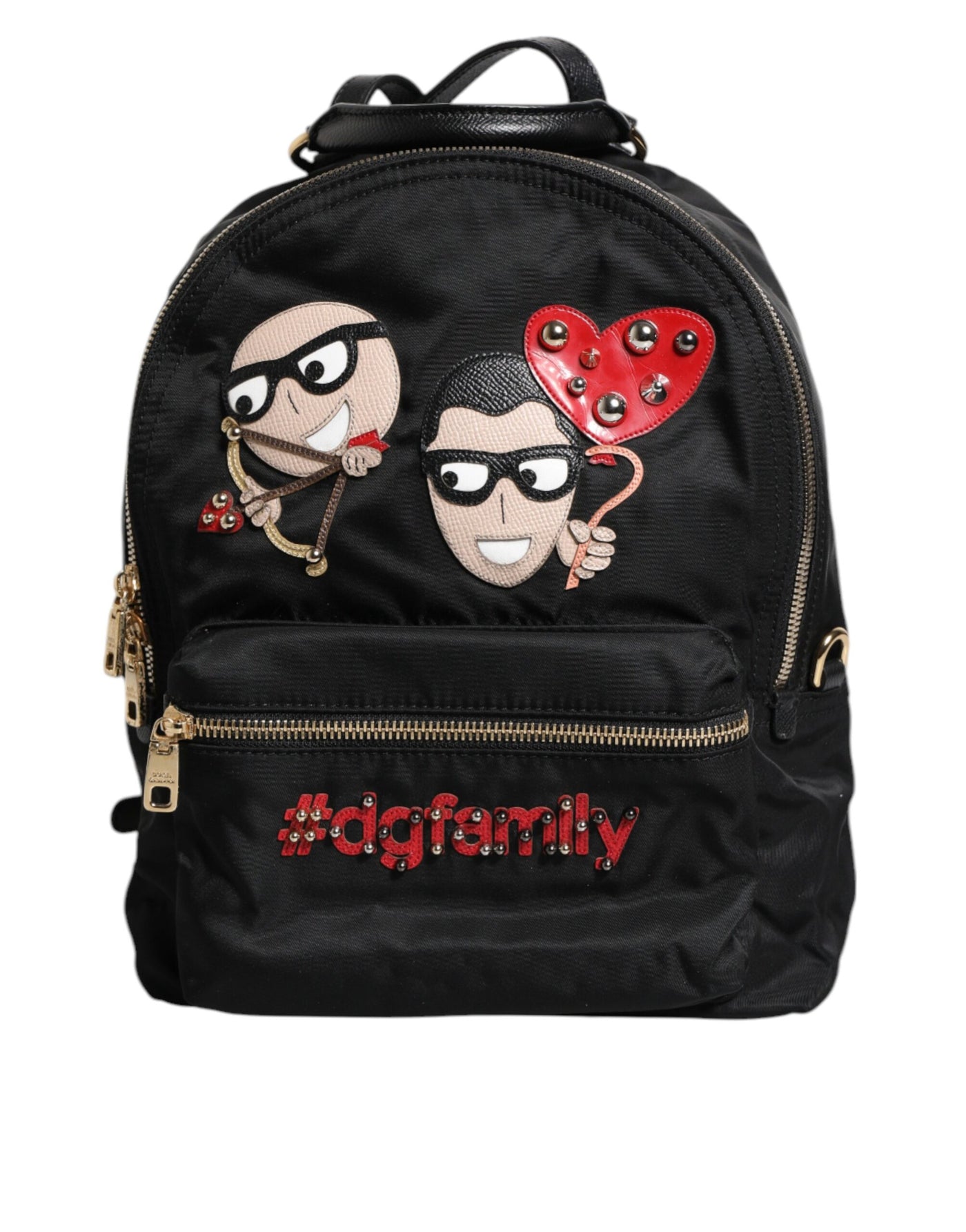 Dolce & Gabbana Schwarzes Nylon #DGFAMILY VULCANO verschönerte Rucksacktasche