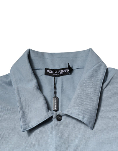 Dolce & Gabbana Blaues Baumwoll-Poloshirt mit Knopfleiste für Männer