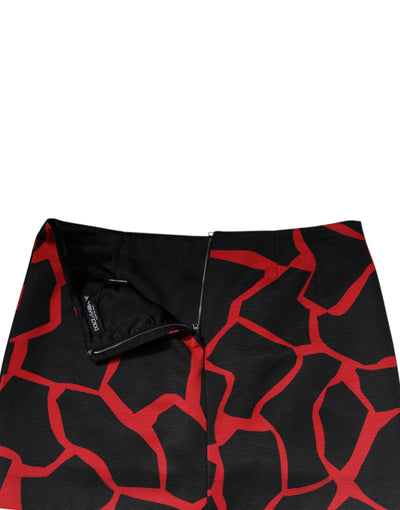 Dolce & Gabbana Schwarzer roter abstrakter A-Linien-Minirock mit mittlerer Taille