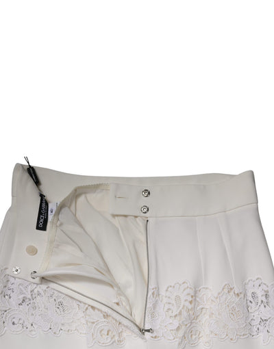 Dolce & Gabbana Weißer Bleistiftrock mit floraler Spitze und hoher Taille