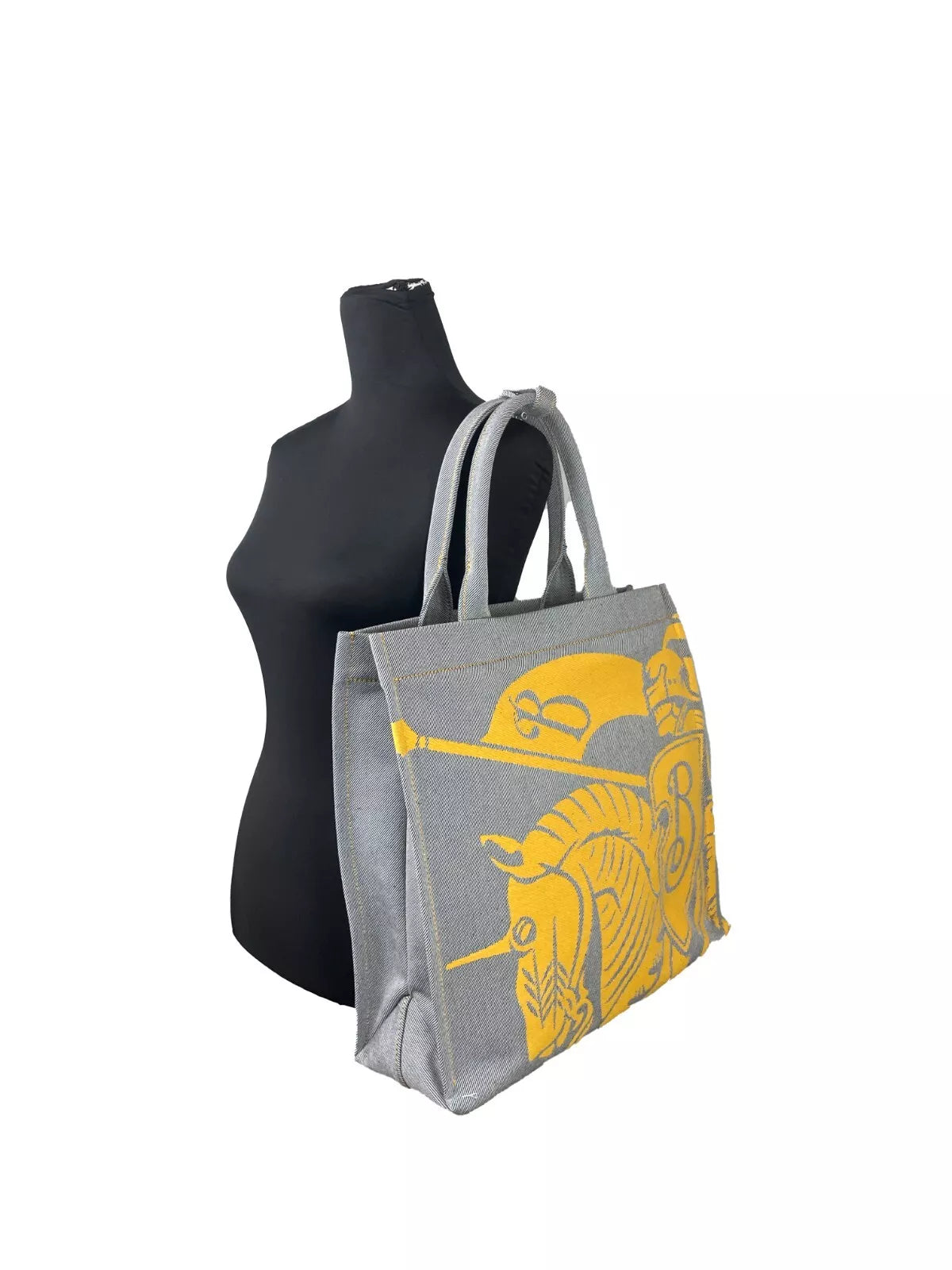 Burberry EKD Canvas Tragetasche mit Münzfach Sonnenblume grau