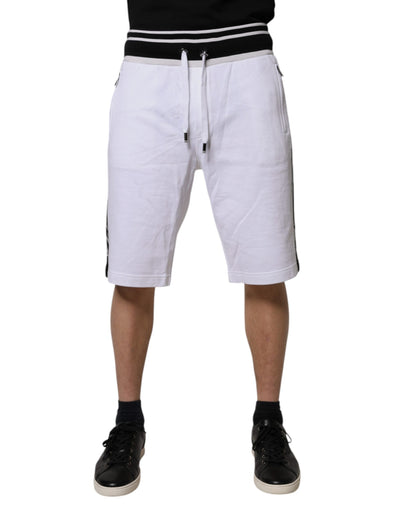Dolce & Gabbana Weiß gestreifte DG King Bermudashorts aus Baumwolle