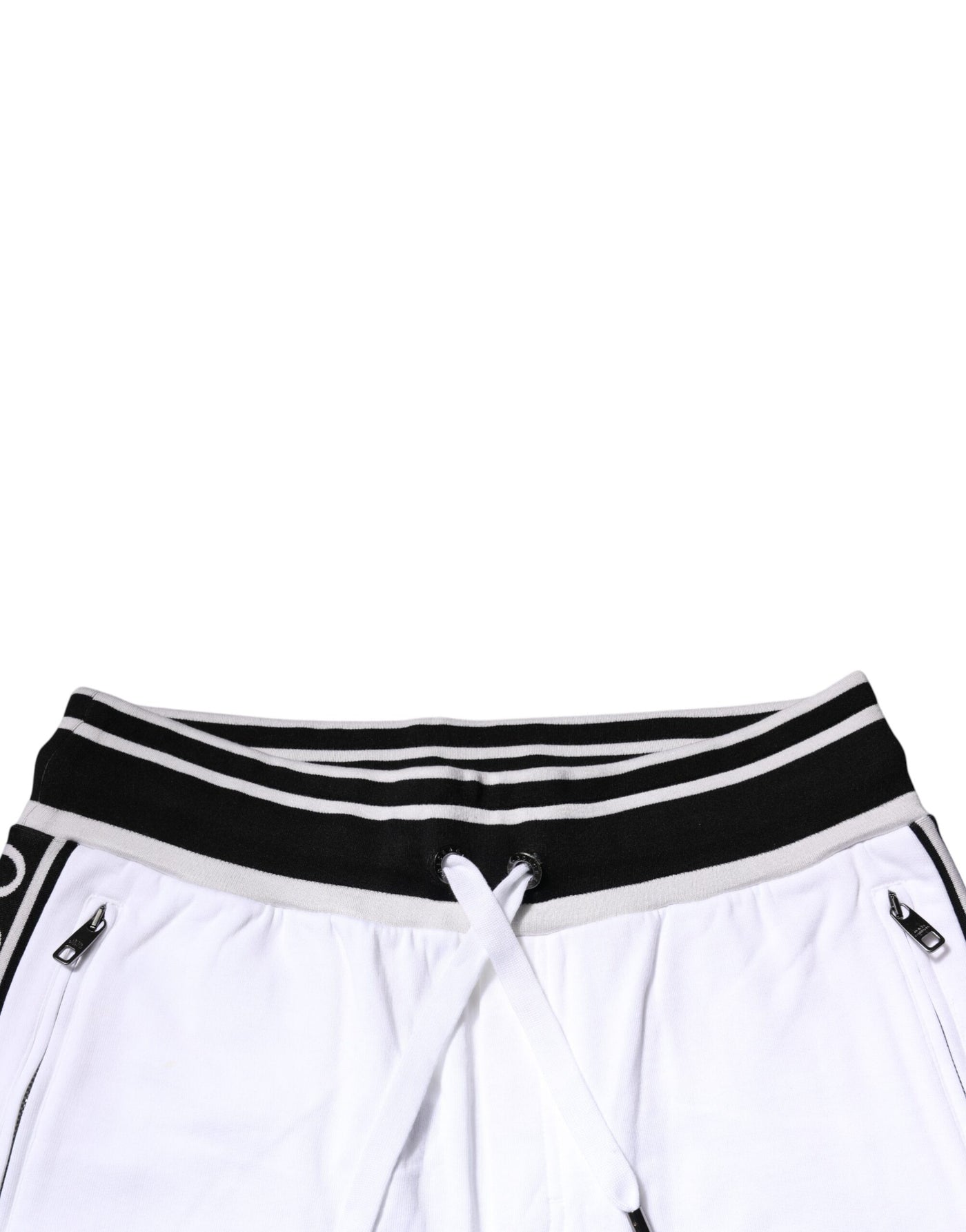 Dolce & Gabbana Weiß gestreifte DG King Bermudashorts aus Baumwolle