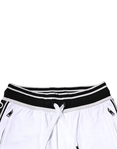 Dolce & Gabbana Weiß gestreifte DG King Bermudashorts aus Baumwolle