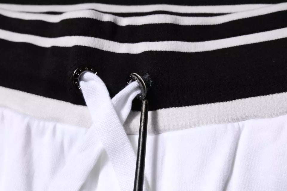 Dolce & Gabbana Weiß gestreifte DG King Bermudashorts aus Baumwolle