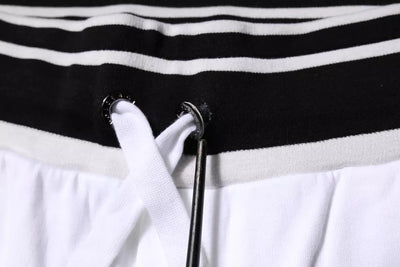 Dolce & Gabbana Weiß gestreifte DG King Bermudashorts aus Baumwolle