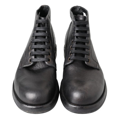 Dolce & Gabbana Schwarzer Lederstiefel
