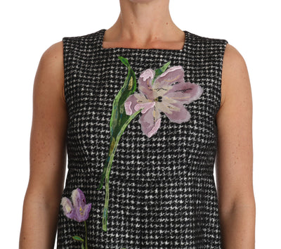 Dolce & Gabbana Graues Tulpen besticktes A-Linien-Shiftkleid