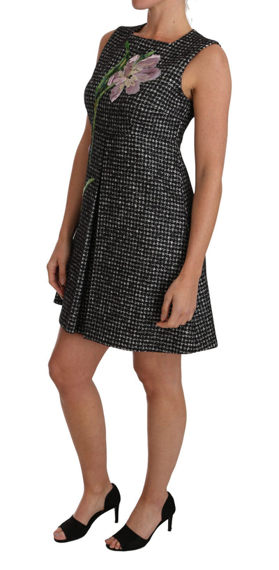 Dolce & Gabbana Graues Tulpen besticktes A-Linien-Shiftkleid