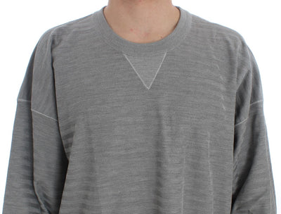 Dolce & Gabbana Grauer Seidenpullover mit Rundhalsausschnitt