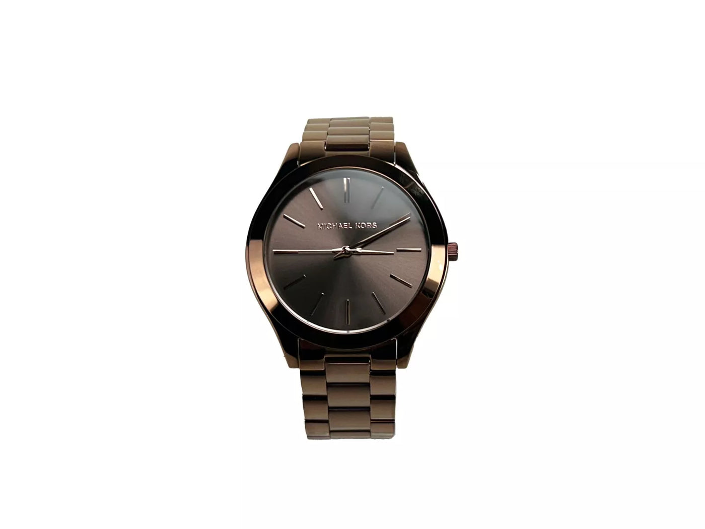 Michael Kors Schlanke Runway Uhr aus braunem Edelstahl MK3418