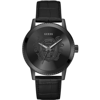 Guess Schwarze Lederuhr