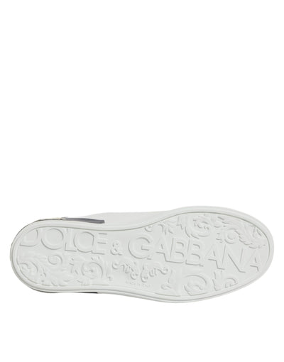 Dolce & Gabbana Weiß Schwarz Leder Portofino Sneaker Schuhe