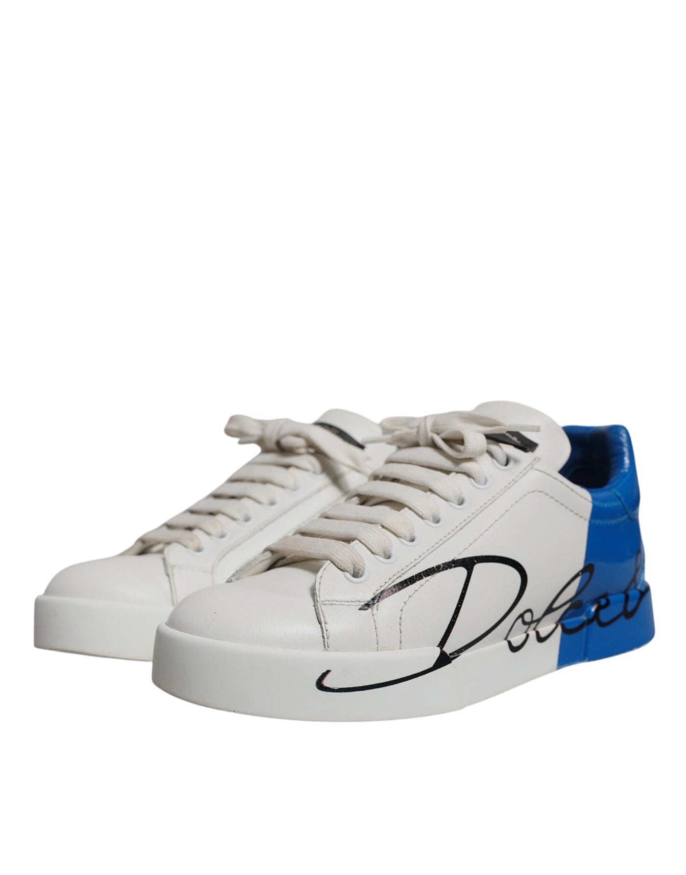 Dolce & Gabbana Weiß Blau Logo Portofino Turnschuhe Schuhe
