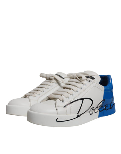 Dolce & Gabbana Weiß Blau Logo Portofino Turnschuhe Schuhe