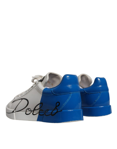 Dolce & Gabbana Weiß Blau Logo Portofino Turnschuhe Schuhe
