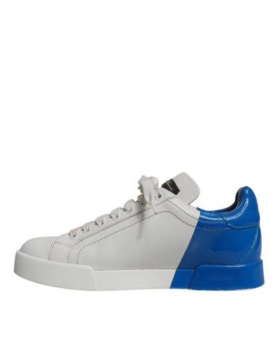 Dolce & Gabbana Weiß Blau Logo Portofino Turnschuhe Schuhe