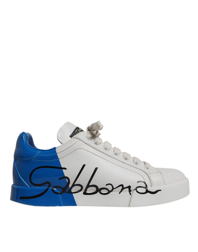 Dolce & Gabbana Weiß Blau Logo Portofino Turnschuhe Schuhe