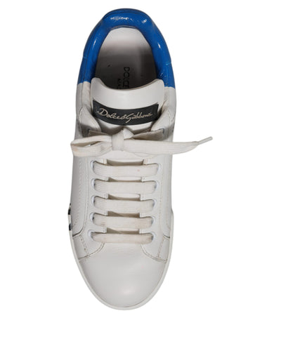 Dolce & Gabbana Weiß Blau Logo Portofino Turnschuhe Schuhe