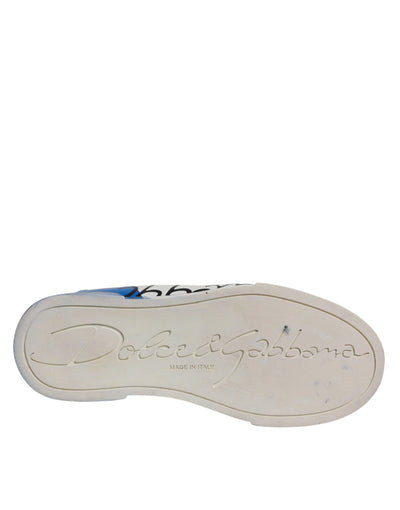 Dolce & Gabbana Weiß Blau Logo Portofino Turnschuhe Schuhe