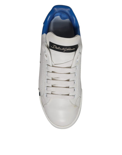 Dolce & Gabbana Weiß Blau Logo Portofino Turnschuhe Schuhe