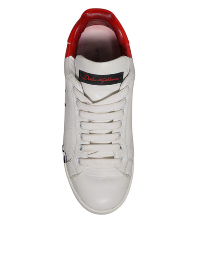 Dolce & Gabbana Weiß Rot Logo Portofino Turnschuhe Schuhe