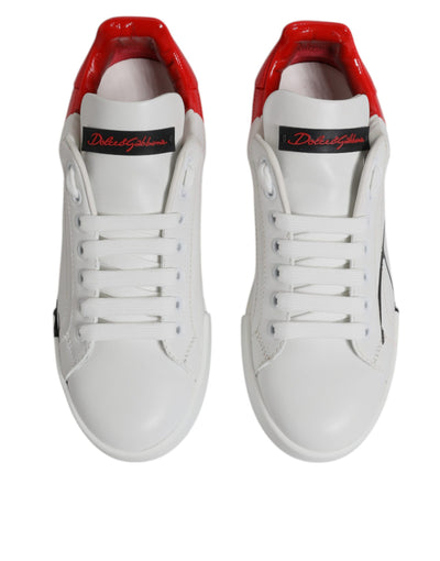 Dolce & Gabbana Weiß Rot Logo Portofino Turnschuhe Schuhe